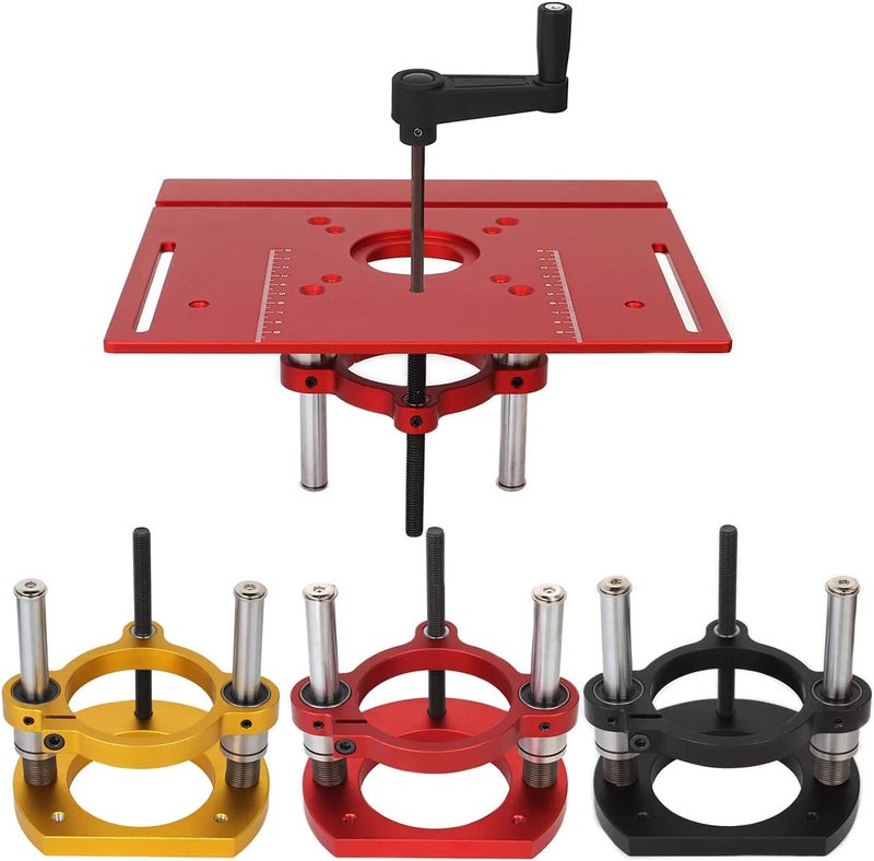 KETIPED Adjustable Router Lift for 65mm Diameter Universal Trimming Machine,Aluminum Under-Table Router Base for Router Table Insert Base Plate with Double Stainless Steel Support Rod,MG-061RED - Image 5